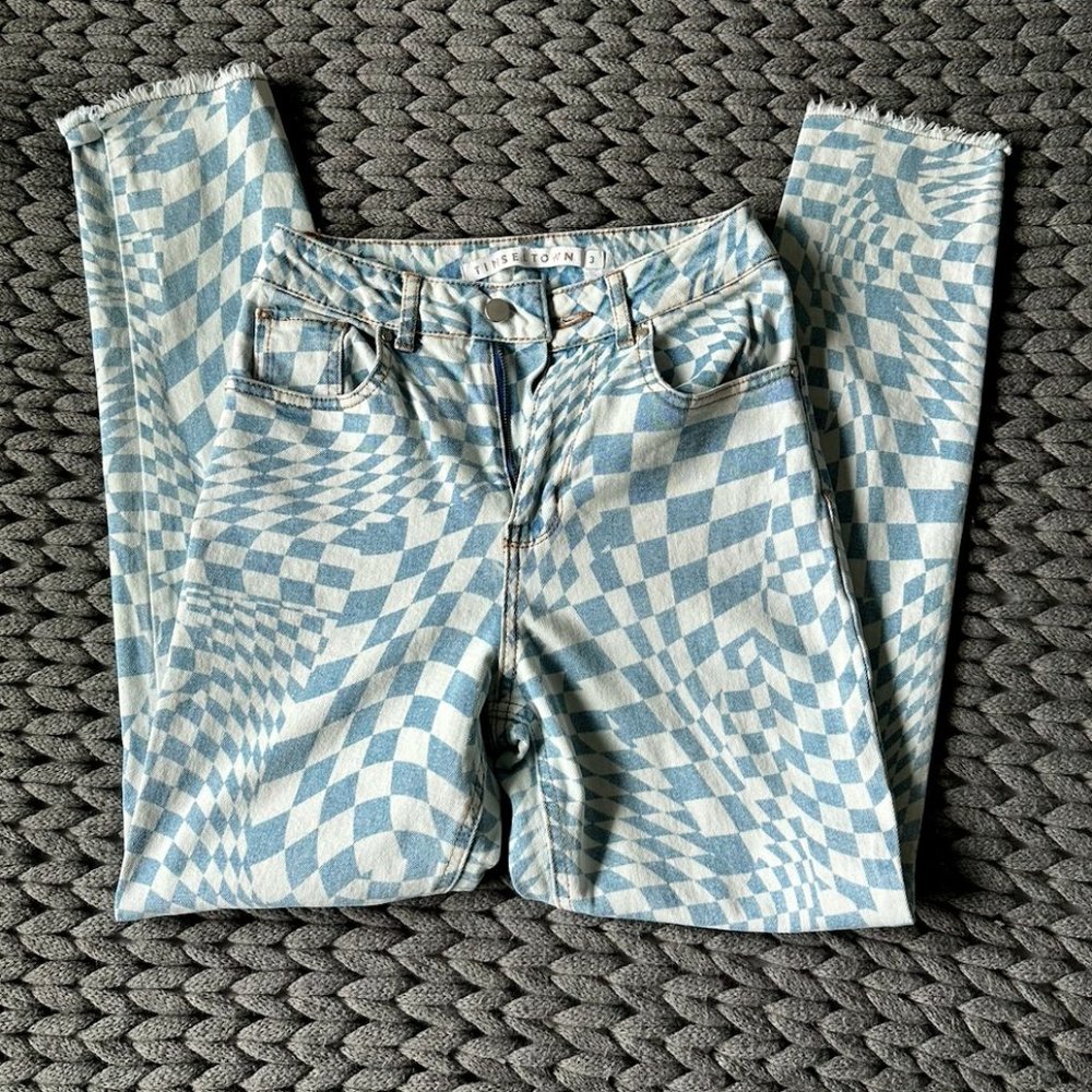 TINSELTOWN Psychedelic Pattern Cropped Ankle Jean - Size 3